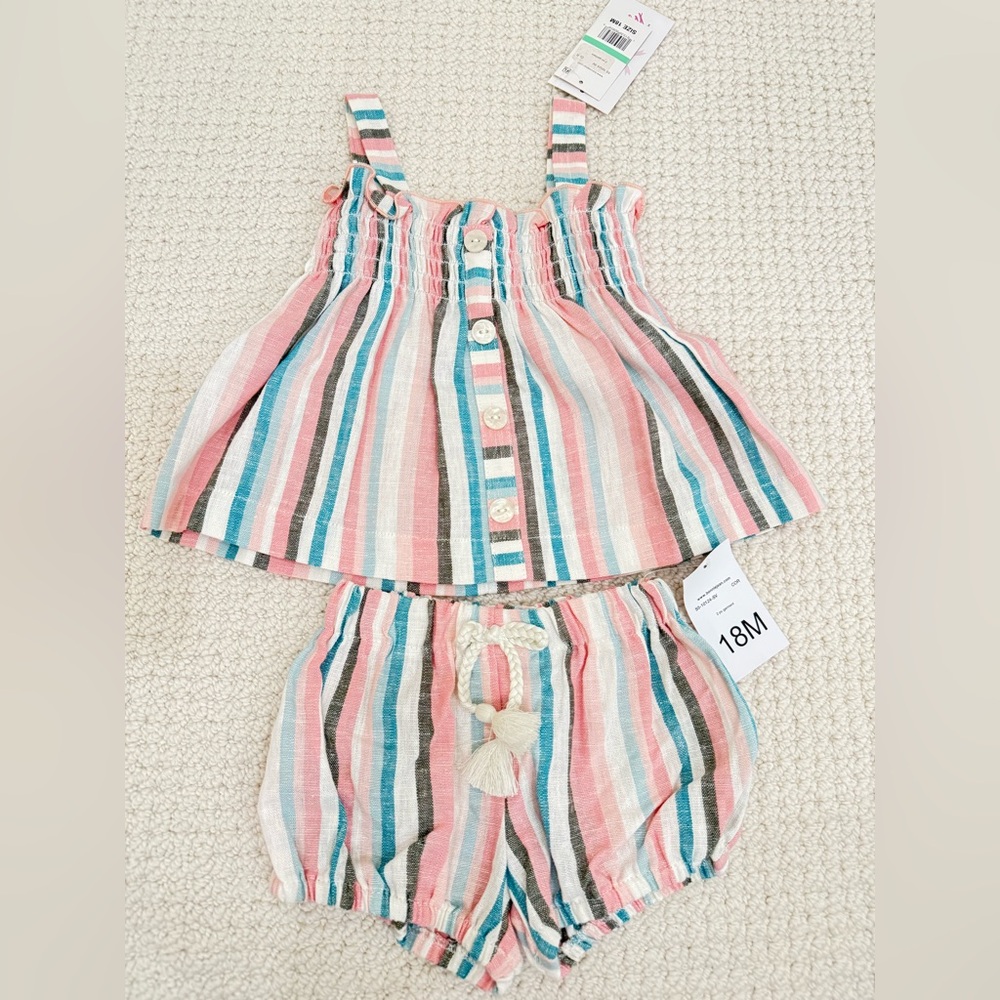 Striped sleeveless Baby Outfit with Tassels